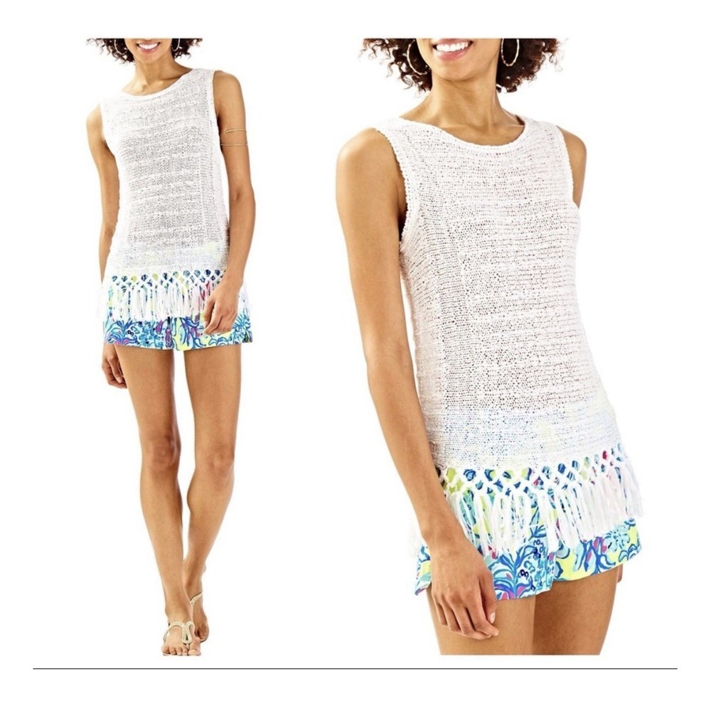 Lilly Pulitzer / Ivory Sleeveless Open Knit Crochet Tank Top / Womens Size XS